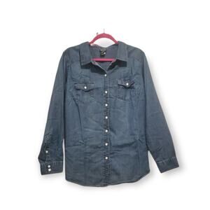 Torrid Medium Wash Denim Button Up Shirt